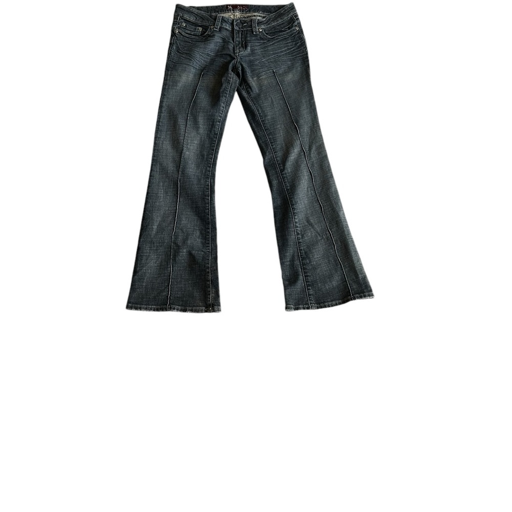 CHIQLE WOMAS DENIM BELL BOTTOMES W RHINESTONES ON BACK POCKETS SZ 11 - Picture 3 of 12